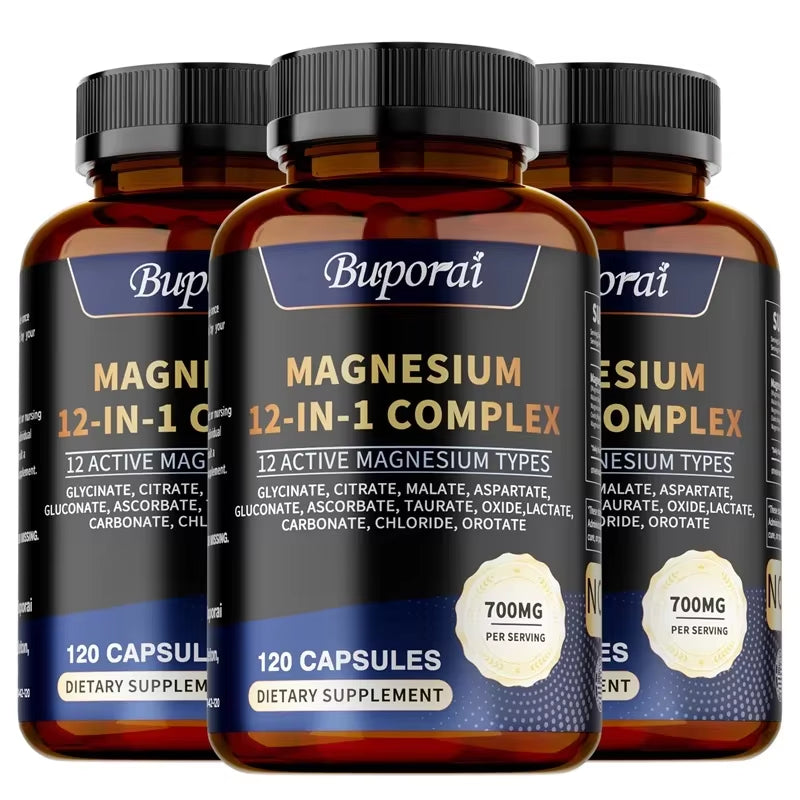 Magnesium Complex Capsules - Bone & Heart Health Supplement, Glycine, Citrate, Malate, Aspartate, Gluconate, Ascorbate, Taurine