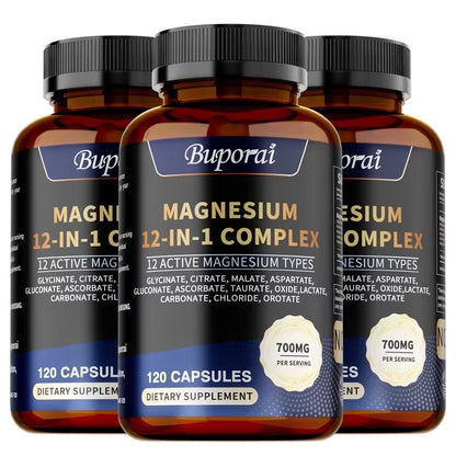 Magnesium Complex Capsules - Bone & Heart Health Supplement, Glycine, Citrate, Malate, Aspartate, Gluconate, Ascorbate, Taurine